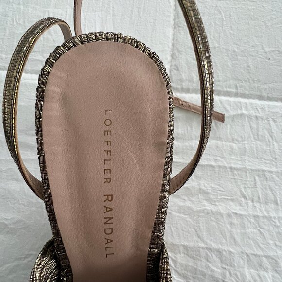 LOEFFLER RANDALL Gold Ruched Ankle Strap with Block Heel - Picture 9 of 9